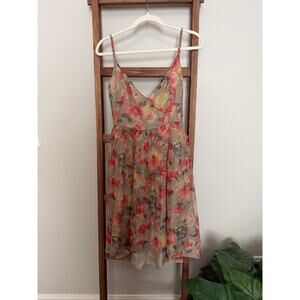 Jill Stuart-NWT-Penelope Floral 100% silk v neck  Dress- size 2